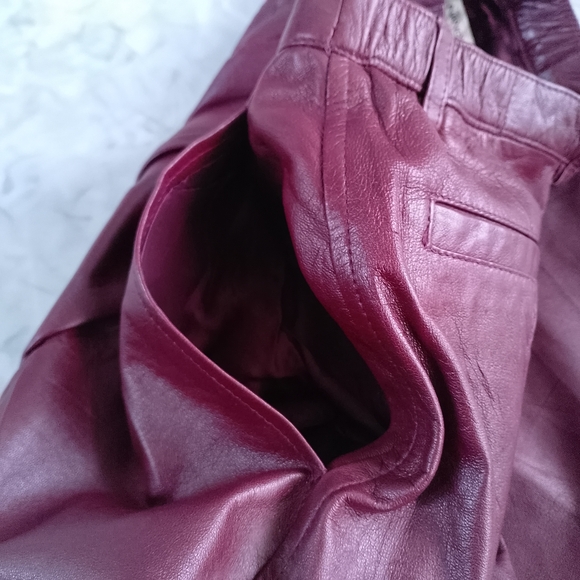 Vintage 90s NANCY HELLER Burgundy Leather Pants - Picture 11 of 14
